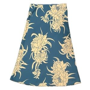 babaton blue cream white slip skirt floral design midi luxury aritzia high waist